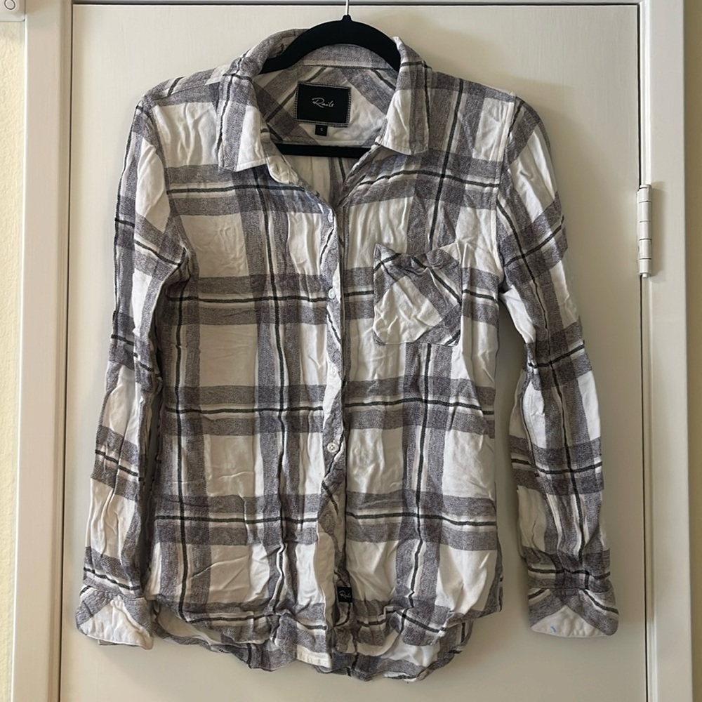 Rails black and white flannel - Sz Small